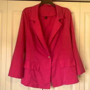 Bright pink Shein Cruve blazer with gold button. Size 3X
